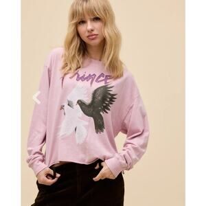 Prince and the Revolution Cropped Long Sleeve Pink Double Sided Graphic Small